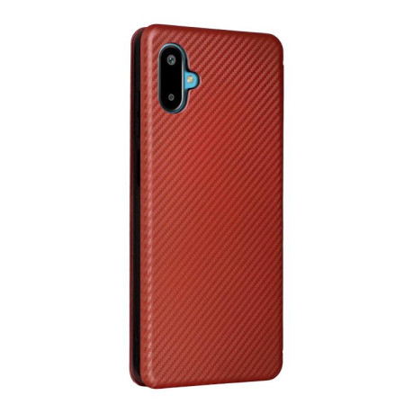 Чехол-книжка Carbon Fiber Texture на Samsung Galaxy M06 5G - коричневий