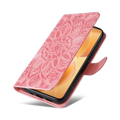 Чехол-книжка Embossed Sunflower для Xiaomi 14T Pro - розовый