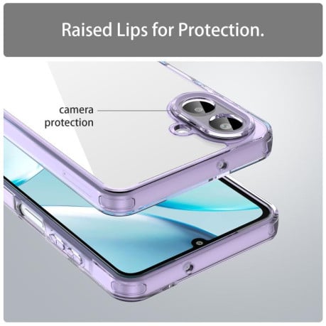 Чехол Airbag гибрид с цветными гранями на Samsung Galaxy A07 4G - прозрачно-фиолетовый