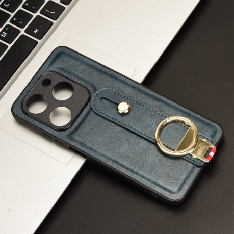 Противоударный чехол Wristband Leather Back для Infinix Smart 8 - синий