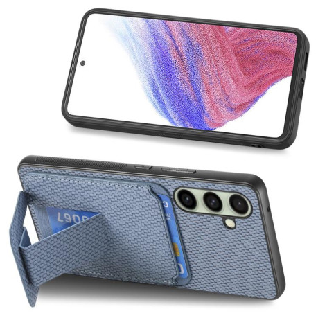 Противоударный чехол Carbon Fiber Card Bag для Samsung Galaxy A36 - синий