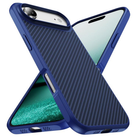 Ударозащитный чехол Carbon Fiber Texture Skin-feel Acrylic TPU на iPhone Air - синий
