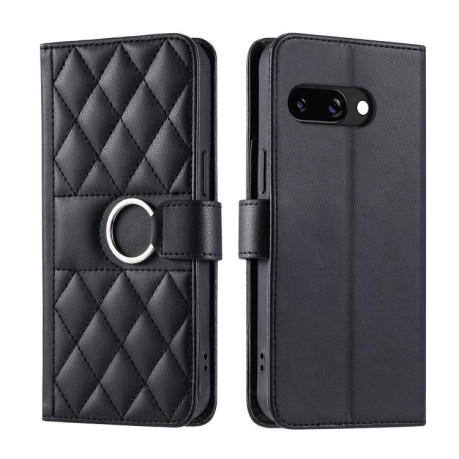 Чехол-книжка Ring Buckle Rhombic Leather для Google Pixel 9a - черный