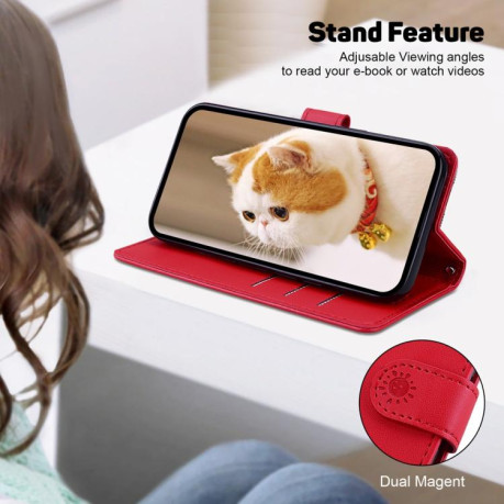 Чохол-книжка Cute Cats RFID Leather для Xiaomi Redmi Note 14 4G 164.84mm - червоний