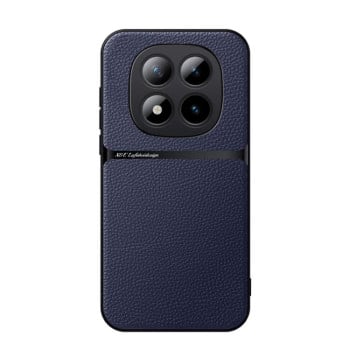 Чохол Litchi Leather Magnetic Full Coverage Shockproof для Poco 8 Pro/Redmi Note 15 Pro+ — темно-синій
