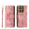 Чохол-книжка Skin-feel Flowers Embossed для Motorola Moto G15 - рожевий