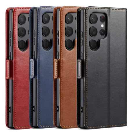 Шкіряний чохол-книжка Fierre Shann Genuine leather на Samsung Galaxy S23 Ultra 5G - червоний