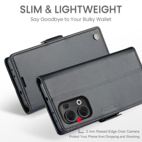 Чехол-книжка CaseMe 023 Butterfly Buckle Litchi Texture RFID Anti-theft Leather для OPPO Reno13 - черный