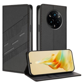 Чехол-книжка Embossed Multi-functional Wallet Retro Leather на Realme 14 Pro+ - черный