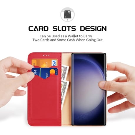 Шкіряний чохол-книжка DUX DUCIS Hivo Series на Samsung Galaxy S24 Ultra 5G - червоний