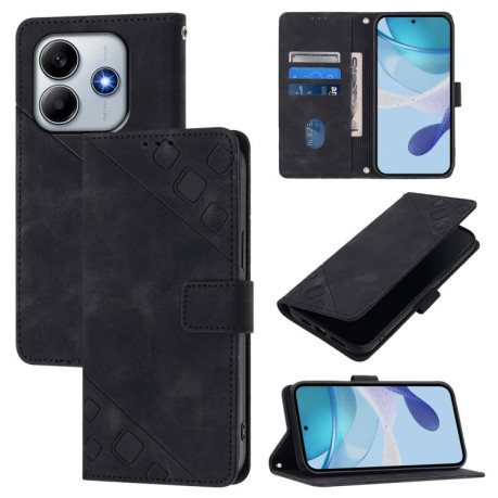 Чехол-книжка Skin-feel Embossed для Xiaomi Poco M7 Pro 5G Global - черный