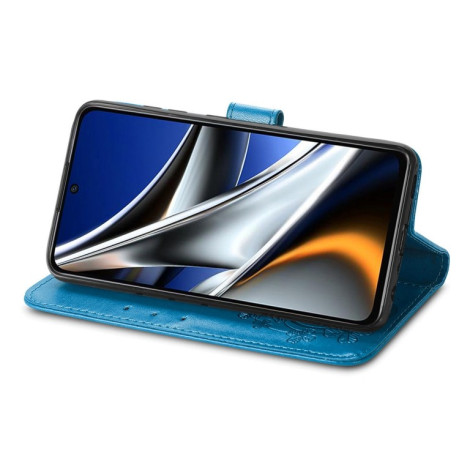 Чохол-книжка Four-leaf Clasp Embossed Xiaomi Poco X4 Pro 5G - синій