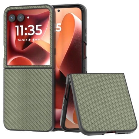 Ударозащитный чехол Carbon Fiber Texture Protective на Motorola Razr 60 Ultra - зелений
