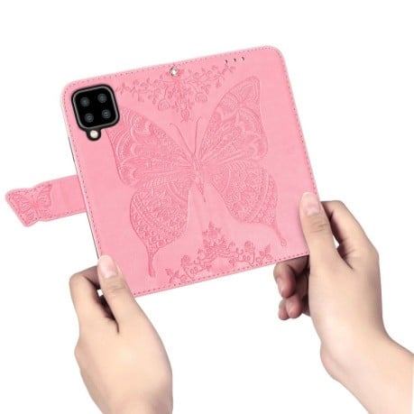 Чохол-книжка Butterfly Love Flower Embossed Samsung Galaxy M32/A22 4G - рожевий