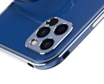 Защитная рамка  на заднюю камеру для iPhone 12 - сине-серебристая