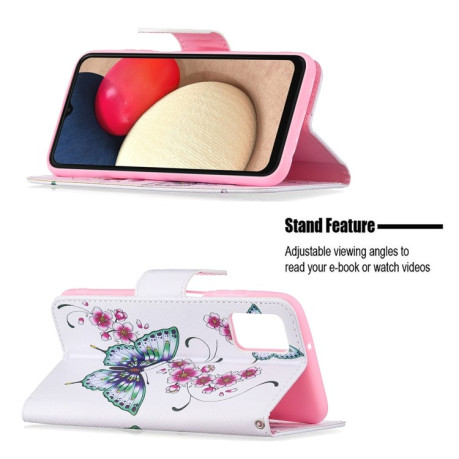 Чехол-кошелек Colored Drawing Pattern для Samsung Galaxy A03s - Peach Blossom Butterfly