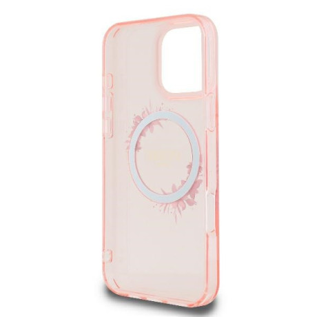 Оригинальный чехол Guess IML Flowers Wreath MagSafe для iPhone 16 Pro - Pink