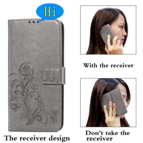 Чохол-книжка Four-leaf Clasp Embossed Buckle Samsung Galaxy S21 - сірий