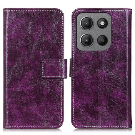 Чехол-книжка Magnetic Retro Crazy Horse Texture на Motorola Moto G15 4G - фиолетовый