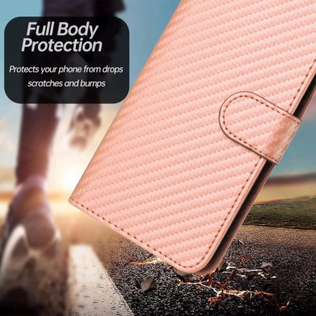 Чехол-книжка Carbon Fiber Texture на Samsung Galaxy M15 - розовый