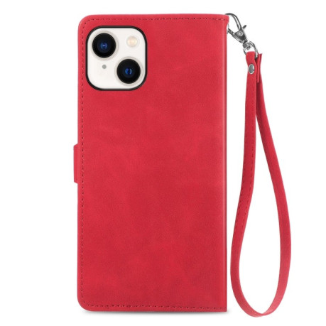 Чохол-книжка Embossed Flower Zipper Leather на iPhone 15 -червоний