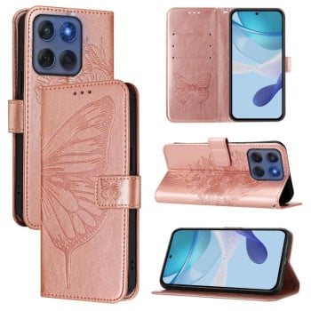 Чехол-книжка с тиснением “бабочки” и магнитным хлястиком на Motorola Edge 5G 2025 / 60 Fusion 5G - золото