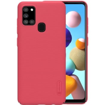 Чехол NILLKIN Frosted Shield усиленный матовый на Samsung Galaxy A21s - красный
