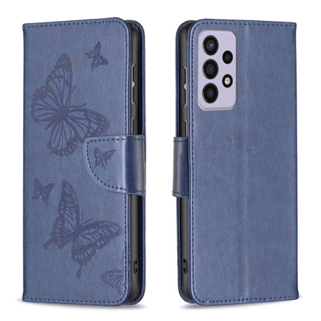 Чехол-книжка Butterflies Pattern на Samsung Galaxy A73 5G  - синий