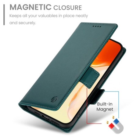 Чехол-книжка Side Buckle Magnetic Frosted Leather для iPhone 16 Plus - зеленый