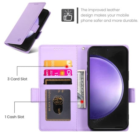 Чохол-книжка Side Buckle з магнітною застібкою та матовою шкірою на Samsung Galaxy S25 FE 5G - фіолетовий