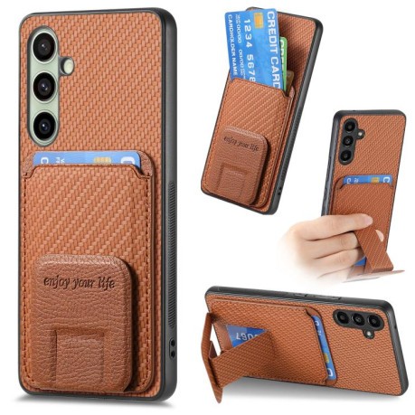 Протиударний чохол Carbon Fiber Card Bag для Samsung Galaxy A36 - коричневий