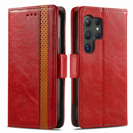 Чохол-книжка CaseNeo Splicing Dual Magnetic Buckle Leather на Samsung Galaxy S24 Ultra 5G - червоний