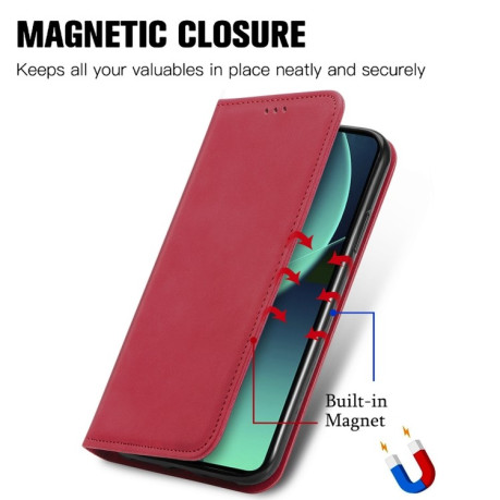 Чехол-книжка Retro Skin Feel Magnetic Flip Leather для Xiaomi 13T / 13T Pro - красный