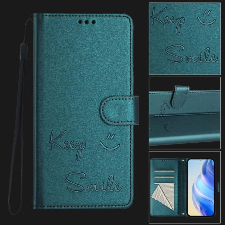 Чехол-книжка Embossing Stripe RFID для Realme GT 7 Pro 5G Global - Peacock Green