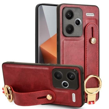 Противоударный чехол Wristband Leather Back для Xiaomi Redmi Note 13 Pro+ - красный