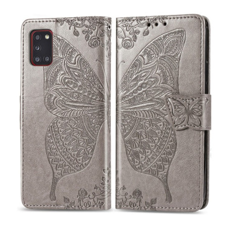 Чехол-книжка Butterfly Love Flower Embossed на Samsung Galaxy A31 - серый