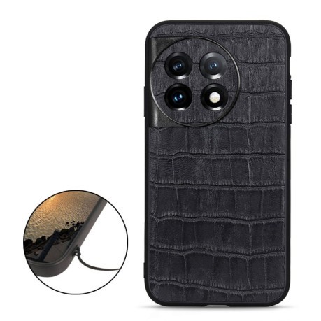 Противоударный чехол Crocodile Texture для OnePlus 11R / Ace 2 - черный