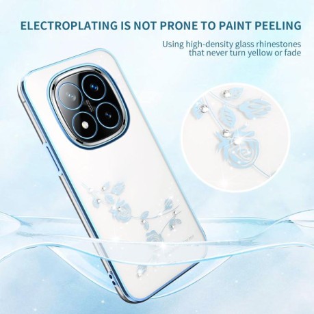 Протиударний чохол Bling Diamond Flower All-inclusive для Xiaomi Redmi Note 14 Pro+ - синій