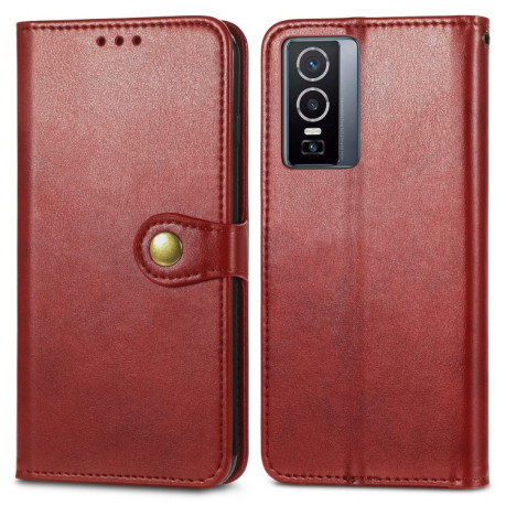 Чохол-книжка Retro Solid Color на Vivo Y76 5G - червоний