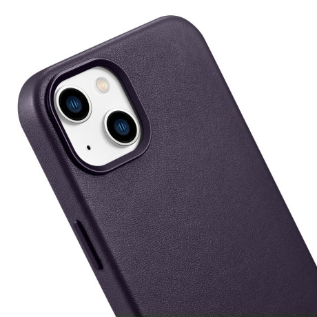 Шкіряний чохол iCarer Genuine Leather (MagSafe Compatible) для iPhone 14/13 - темно-фіолетовий