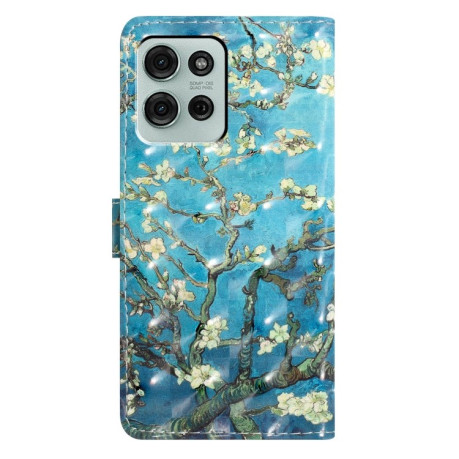 Чохол-книжка 3D Painting для Motorola Moto G75 5G - Blue Base Apricot Flowe