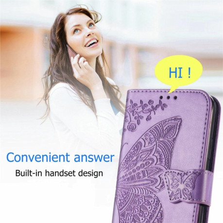 Чехол-книжка Butterfly Love Flower для Xiaomi Redmi 10 - фиолетовый