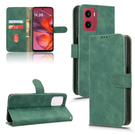 Чехол-книжка Retro Skin Feel Business Magnetic на Motorola Moto G05 - зеленый