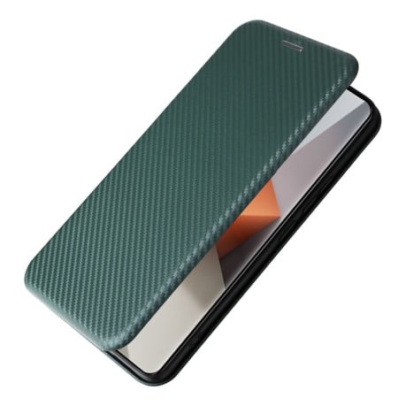 Чехол-книжка Carbon Fiber Texture на For Xiaomi Redmi Note 13 Pro+ - зеленый