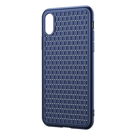 Ультратонкий силиконовый чехол Baseus Weave Style на iPhone XS Max-темно-синий