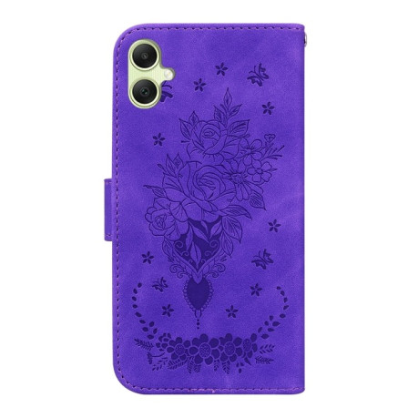 Чехол-книжка Butterfly Rose Embossed для Samsung Galaxy A05 - фиолетовый