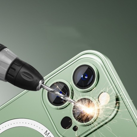 Противоударный чехол Frosted Lens MagSafe для  iPhone 14 - зеленый