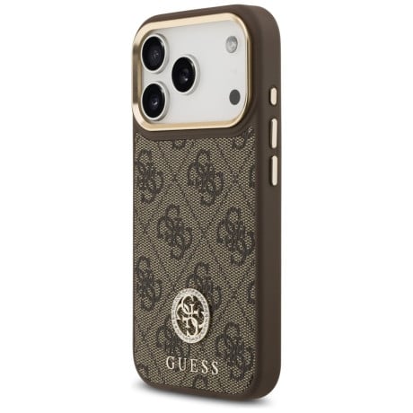Оригінальний чохол Guess 4G Strass Logo з MagSafe на iPhone 17 Pro - brown