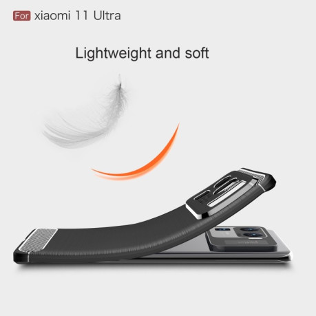 Чехол Brushed Texture Carbon Fiber на Xiaomi Mi 11 Ultra - черный