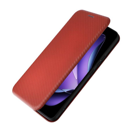 Чехол-книжка Carbon Fiber Texture на OPPO Reno13 F/Reno13 FS - коричневый